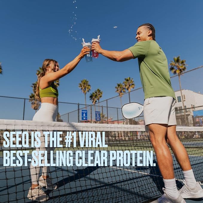 SEEQ Clear Protein Powder Sample Pack - 18 On-The-Go Sticks - 22g Clear Whey Protein Isolate - Zero Sugar - 0g Lactose - Allergen Friendly - GLP1 Support - Bone Health - Post Workout Recovery