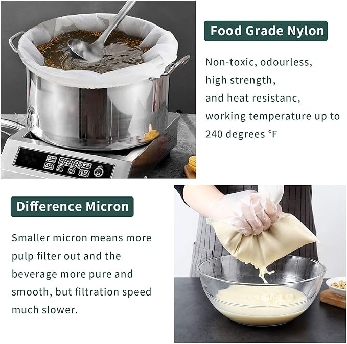 12"x18" Drawstring Straining Brew in a Bag 75 Micron Nylon Jelly Strainer Wine Beer Brew Filter Bag