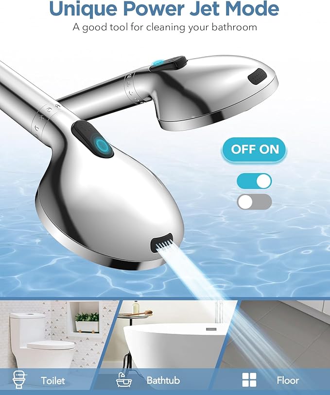 Handheld Shower Head with Filter - High Pressure Shower Head with 10 Spray Modes, Hard Water Softener Shower Head with Hose and Bracket