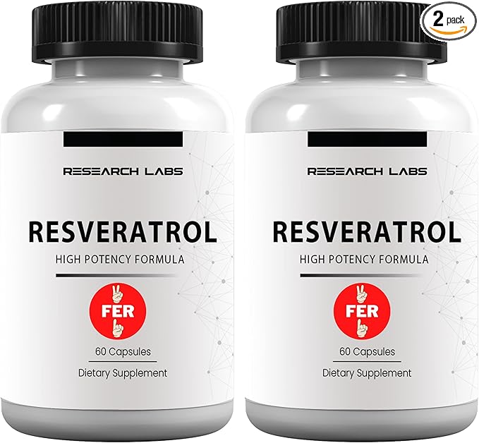 Research Labs 2X Potency Micronized Resveratrol Supplement 2 Fer 1 Ad - 1200mg Per 2 Capsules, 120 Total - Potent Antioxidants Supplement, Trans Resveratrol for Heart Health