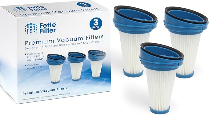 3-Pack Replacement Vacuum Dust Bin Filters for Black and Decker SVF11 Fits 2-in-1 Cordless Lithium Stick Vacuums HSV320J HSV420J HSV520J HSV320J32 HSV420J42 HSV520J01 SVA420B SVA520B