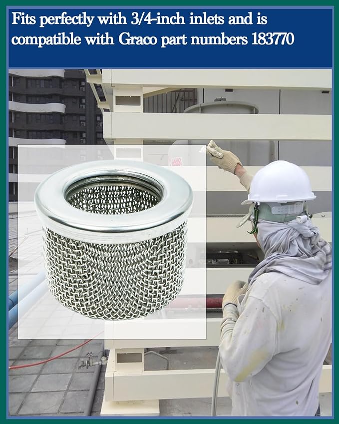 (2-Pack) 183770 3/4” NPT Thread Inlet Suction Filter Compatible with Graco 395,455, 495ST, EM 390, 490, Ultra 500,740, Ultimate 500, Ultra Max 695, GM 3000, 3500,LineLazer 3000, 3500, Paint Sprayers