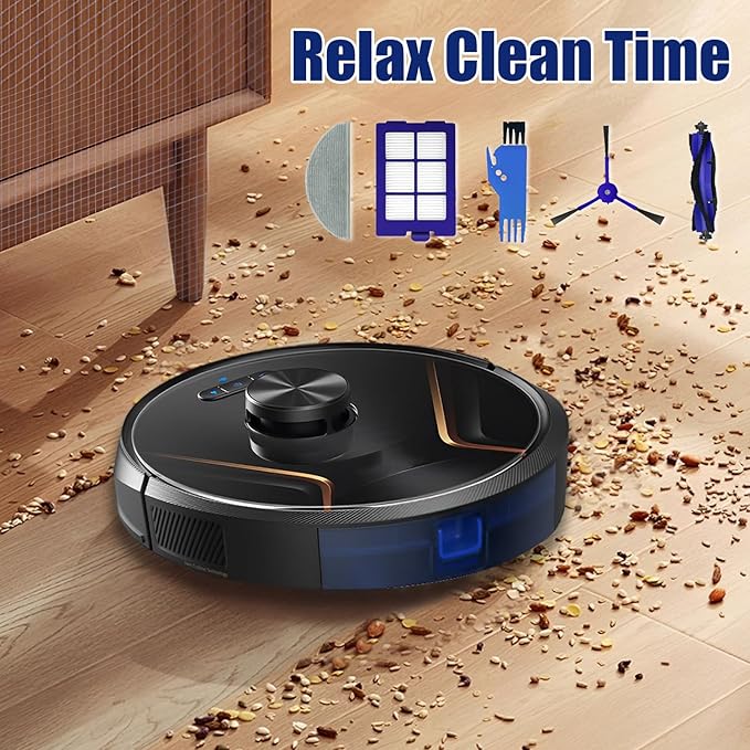 12-Pack X8 Replacement Parts for Eufy RoboVac X8 /X8 Hybrid – Includes 1 Main Brush, 2 Side Brushes, 4 Filters,4 Mop Pads & 1 Cleaning Brush (12 PCS Set)