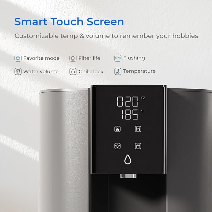 [ Instant Hot ] Waterdrop C1-G Countertop Reverse Osmosis System, NSF/ANSI 58&372 Certified, 6 Stage Hot RO Water Filter, No Installation Required, 3:1 Pure to Drain, Glass Bottle Included