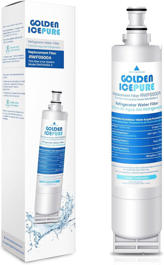 GOLDEN ICEPURE 4396508 Refrigerator Water Filter, Replacement for EveryDrop Filter 5, 4396510, EDR5RXD1, Whirlpool 4396508, 4396510, 4392857, Kenmore 46-9010, NLC240V 1PACK