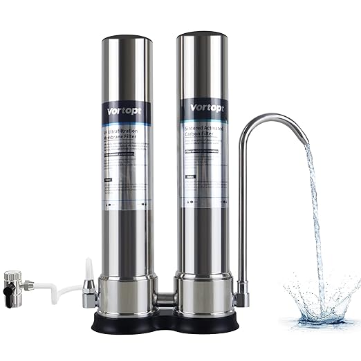 Countertop Water Filter System,Direct Connect Water Filtration-0.01μm Filtration Reduces PFOA/PFOS,Chlorine,Heavy Metals,Bad Odors-C2 and UF Filter