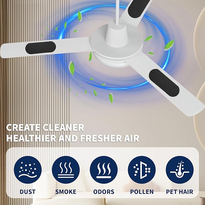 10 Pack Ceiling Fan Filters for Blades, Air Fan Filters for Ceiling Fan Blades with Activated Charcoal for Common Household Contaminants, Unscented Coconut Carbon Universal Ceiling Fan Air Purifier