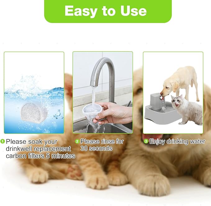 15 Count Replacement Carbon Filters Compatible with PetSafe Drinkwell Filters, Pet Water Fountain Replacement Cartridges for Dog and Cat Fountain.