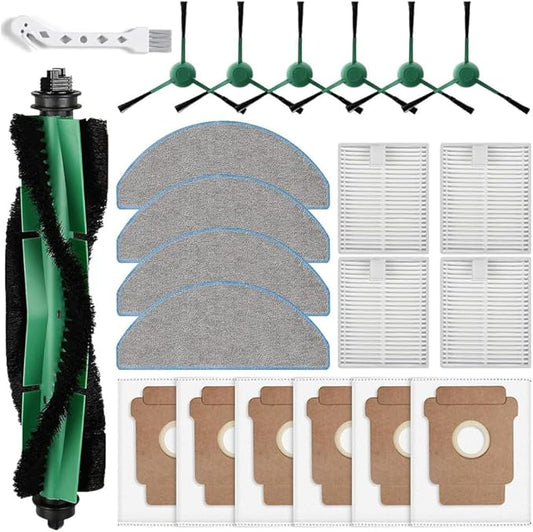 22 Pack Replacement Accessories for iRobot Roomba 104/105 Vac/ 105 Combo/Vac 2/ (Q0520/Q052) Vacuum,2 Main Brushes,6 Side Brushes+6 Dust Bags+4 Filters+4 Mop Pads