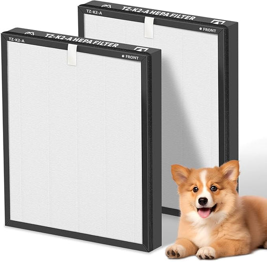 TZ-K2 Replacement Filter Compatible with ToLife TZ-K2 Air Purifier, 3-in-1 Ture H13 HEPA High-Efficiency Activated Carbon TZ-K2-A Filter for Home Large Room, 2 Pack