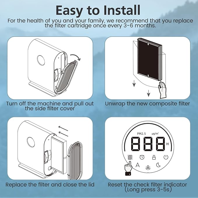 KJ217 Filter Replacement Compatible with MOOKA KJ217 Smart Large Air Purifier 3-in-1 With High-Efficiency Activated Carbon KJ217 Air Filter For Pets Dust Smoke Odor Dander Pollen, 2 pack