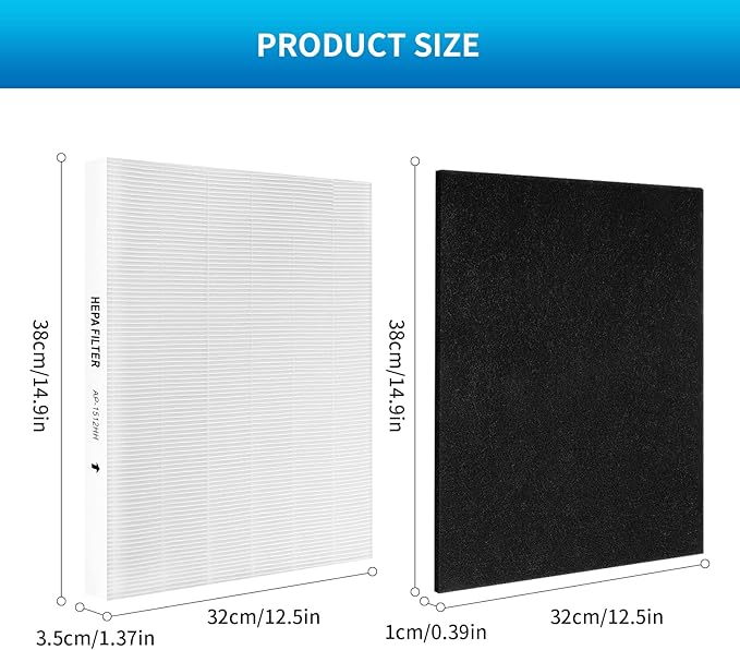 KEEPOW Hepa Filter Replacement Compatible with Coway Air Purifiers, AP-1512HH Filter Replacement Compatible with Coway Airmega AP-1512HH, Part 3304899, 1 Hepa Filters and 2 Carbon Filters (3 Pack)