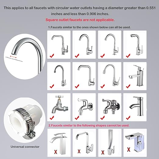 Kitchen Faucet Filter, 360° Rotating for Household Kitchen tap Water, Splash-Proof and Pressure-Increasing Filter for Sink Faucet, Shower Head. (Short Style-1)