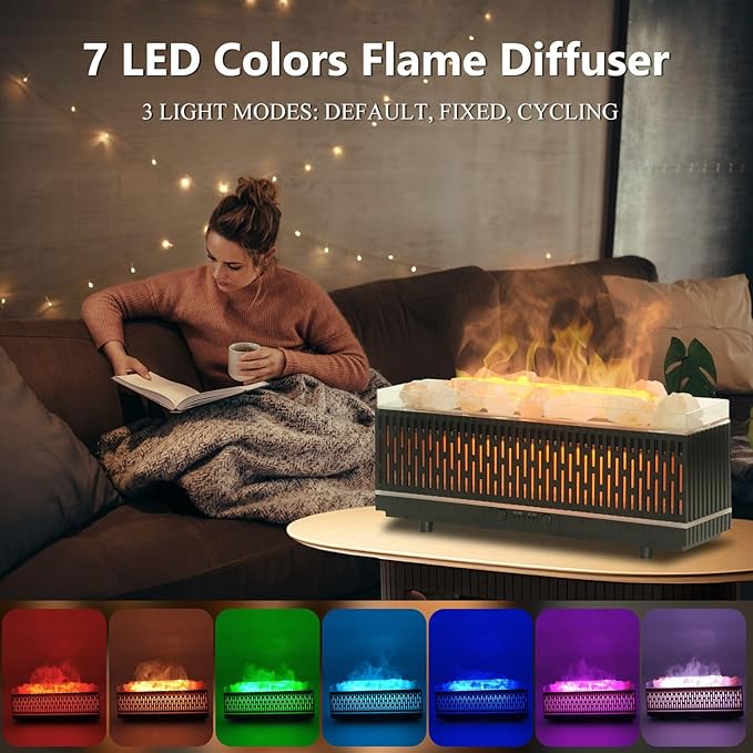 Essential Oil Diffuser for Home 200ML, Himalayan Salt Lamp Diffuser Aromatherapy Diffuser with Ultrasonic Humidifier 7 LED Colors 2 Timing Modes Auto Off Diffuser for Spa,Yoga,Office