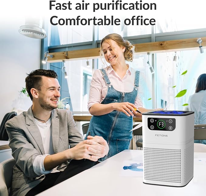 Air Purifiers for Bedroom Home, FETIONS Air Cleaner with Fragrance Sponge Sleep Mode 3-in-1 Filtration System, Compact with H13 HEPA Filter for Pet Dander Pollen Smoke Dust Odor, White,1 Pack