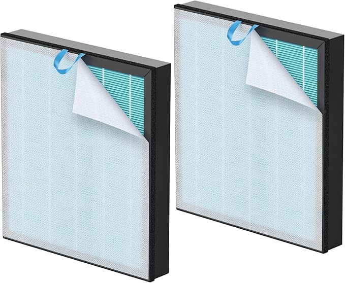 Vital 100S Smoke Remover Replacement Filter for LEVOIT Vital 100 and Vital 100S-P Air Purifier, 3-In-1 Filter, Efficiency Activated Carbon for Home Large Room Bedroom, Vital 100S-RF-SR, 2 Pack, Blue