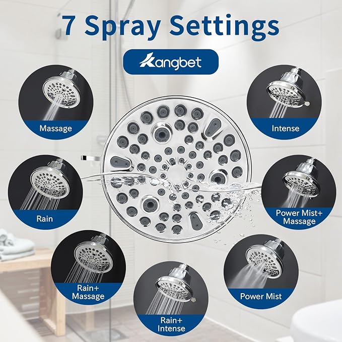 Filtered Shower Head | Shower Head for Hard Water | High Pressure Shower Filter Head for Healthier Hair Skin Reduce Hair Shedding- Chrome