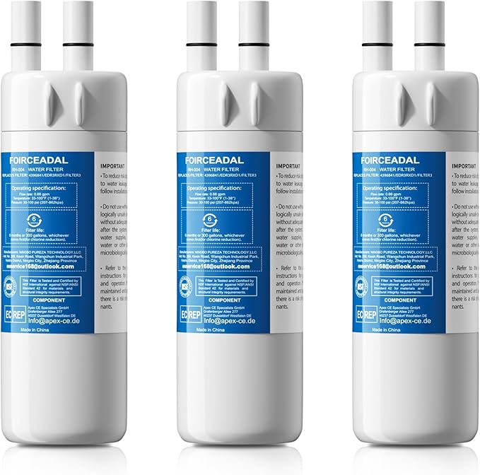 Water Filter Replacement Compatible with EDR1RXD1, Filter 1, W10295370A, EDR1RXD1B, WHR1RXD1, KAD1RXD1, P8RFWB2L, P4RFWB, WD-F38, 46-9081, 46-9930, 3 Pack