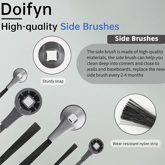 Replacement Parts Compatible with Shark AI AV2501S AV2511AE AV2501AE RV2502AE RV2610WA AV2510AOUS RV2520AOUS Robot Vacuum Cleaner, 2Main Brush, 4 motor pre-filters, 4Foam Filters, 8Side Brushes