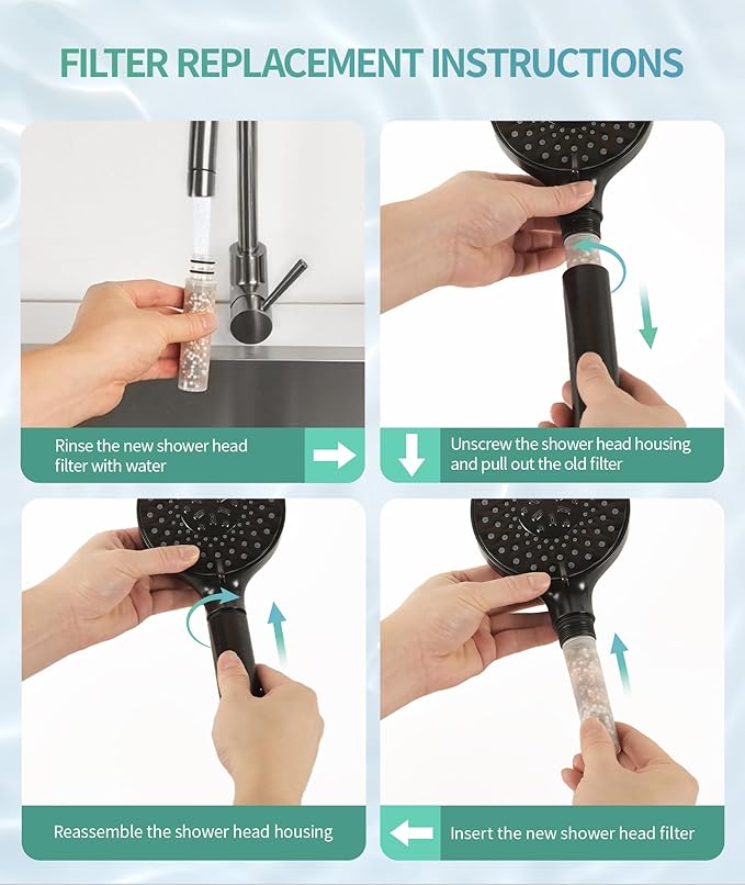 SR SUN RISE Shower Filter for Handheld Shower Head, 1 Pack Replacement Filters for Hard Water Remove Chlorine and Harmful Substances