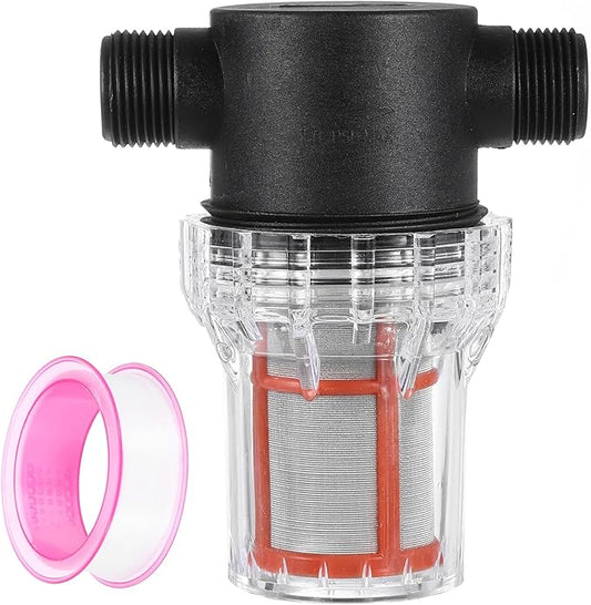 uxcell Pressure Washer Filter 3/4" NPT Female Thread, Inline Mesh Strainer Attachment, Outlet for Pipe Strainer, Stainless Steel Screen with Sealant Tape (Size:200 Mesh)