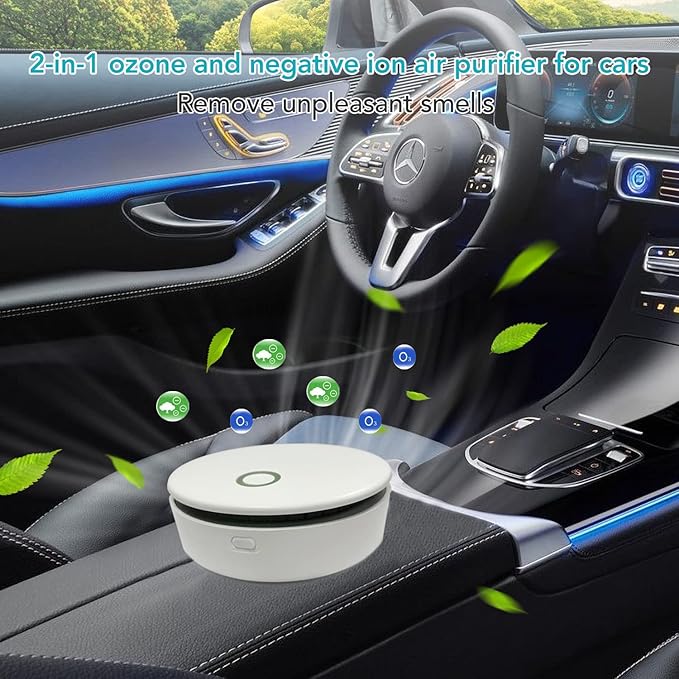 Portable Ozone & Ionic Air Purifier 2 in 1, Rechargeable, Purifying Air and Eliminate Odor