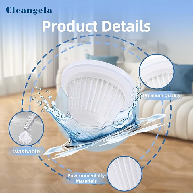 8 Pack lt-117c Multifunction Vacuum Cleaner Filter Replacement Compatible with KMM Handheld Car Vacuum Cleaner Filters, Model LT-117C, Washable Hepa Filter for Car, Home, Office, Pet