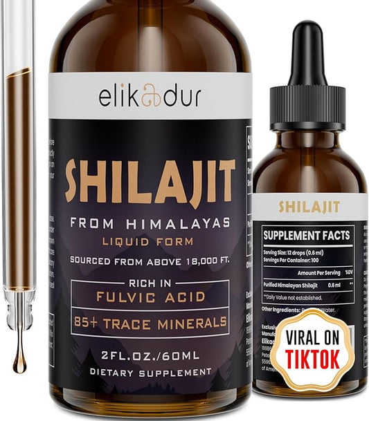 Shilajit Resin Organic Liquid Supplement, Shilajit Himalayan Organic, Shilajit Liquid Drop, Shilajit Drop Contain 85 Trace Minerals, Alternative to Resin & Capsules, 60 ml