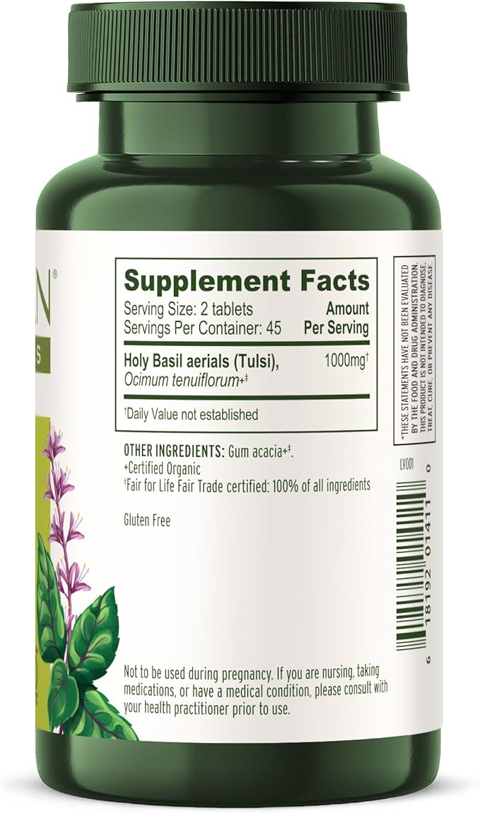 Banyan Botanicals Tulsi (Holy Basil) – Uplifting Adaptogen – Organic Lung and Respiratory Health Supplement* – 90 Tablets – Non-GMO Sustainably Sourced Vegan