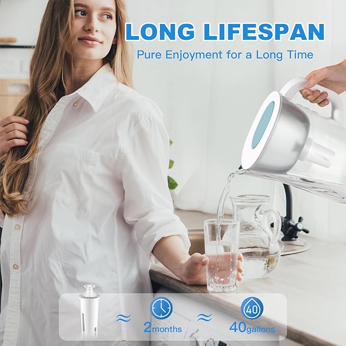 Water Fiter Replacement Fit for Brita Water Filter & Pitchers, Water Pitcher Filter Compatible with Brita Classic, Mavea, Ob03, 107007 35557, Reduce Chlorine and Heavy Metals (6)