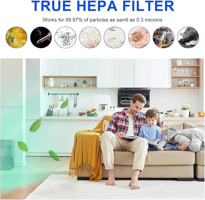 Replacement H14 HEPA Filter Compatible with 400 Air Purifier, 4-Stage Filtration Activated Carbon 3-IN-1 Air Clean 1
