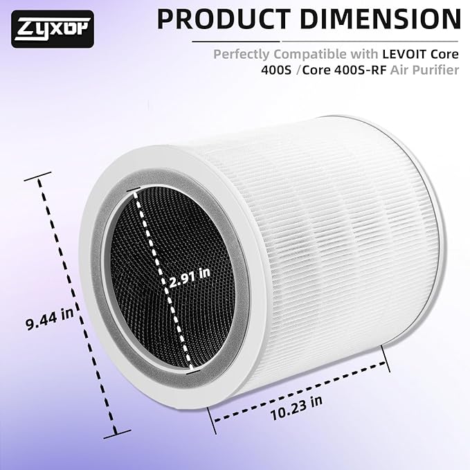 Core 400S Replacement Filter Compatible with LEVOIT Core 400S & Core 400S-P Air Purifier, 3-in-1 Activated Carbon Pre-Filter, Core400S-RF (LRF-C401S-WUS), 1 Pack, White
