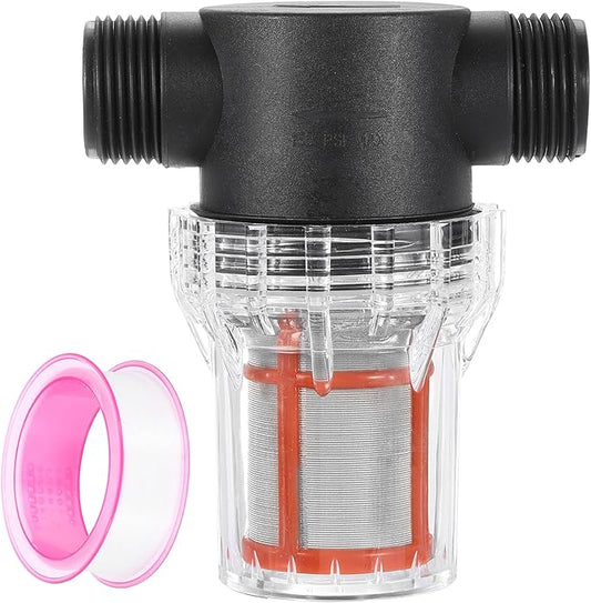 uxcell Pressure Washer Filter 1" NPT Female Thread, Inline Mesh Strainer Attachment, Outlet for Pipe Strainer, Stainless Steel Screen with Sealant Tape (Size:200 Mesh)