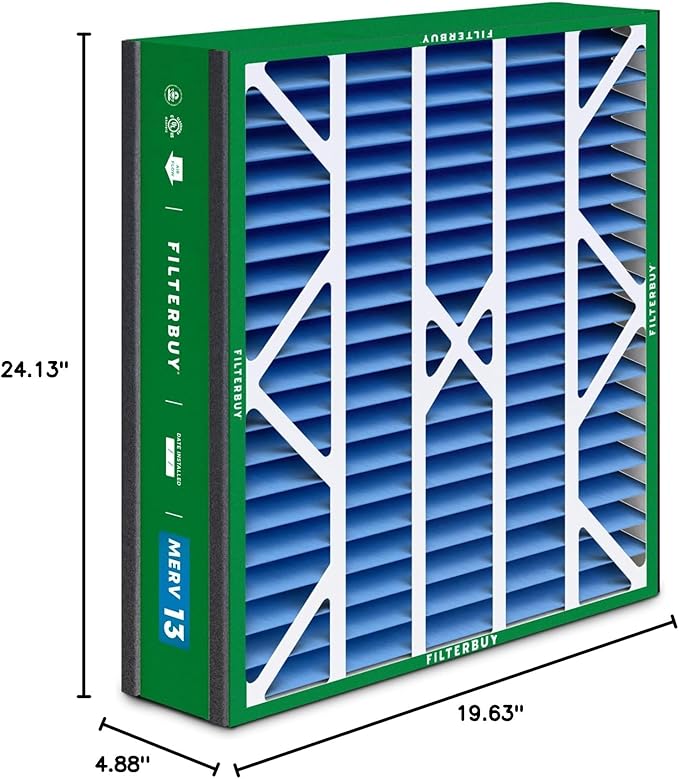 Filterbuy 20x25x5 Air Filter MERV 13 (MPR 1900) Health Defense (2-Pack), Pleated HVAC AC Furnace Filters for Trion Air Bear, Generalaire, Skuttle, and More (Actual Size: 19.63 x 24.13 x 4.88)