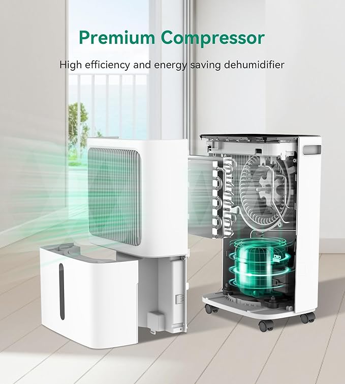 2500 Sq.Ft Dehumidifiers for Home with Drain Hose Max 34 Pints, VEAGASO Dehumidifier for Basement, Large Room, Bathroom, Bedroom, Three Modes, Intelligent Humidity Control, Dry Clothes, 24HR Timer