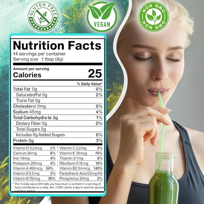 Ocean's Balance Daily Cleanse Smoothie Powder – Organic Blend with Blueberry, Spirulina, Dulse Seaweed & Barley Grass – Nutrient-Rich Superfood Smoothie Mix (4 oz - 3 Pack)
