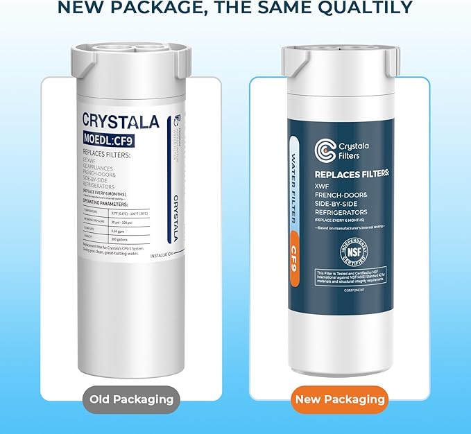 Crystala Filters XWF Replacement for GE XWF Refrigerator Water Filter Pack of 3 (Not XWFE)