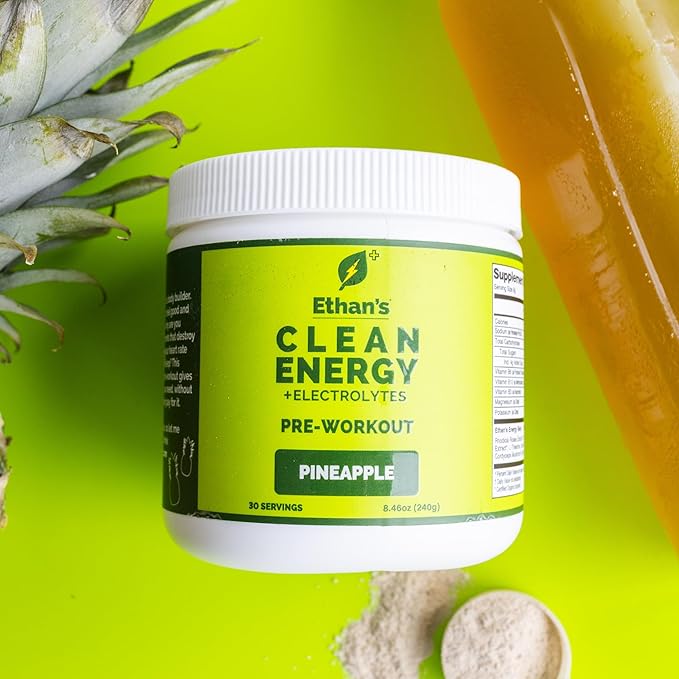 Ethan's Feel Good Pre-Workout & Hydration Drink Mix | Plant-Based Caffeine, Electrolytes, B-Vitamins - Pineapple