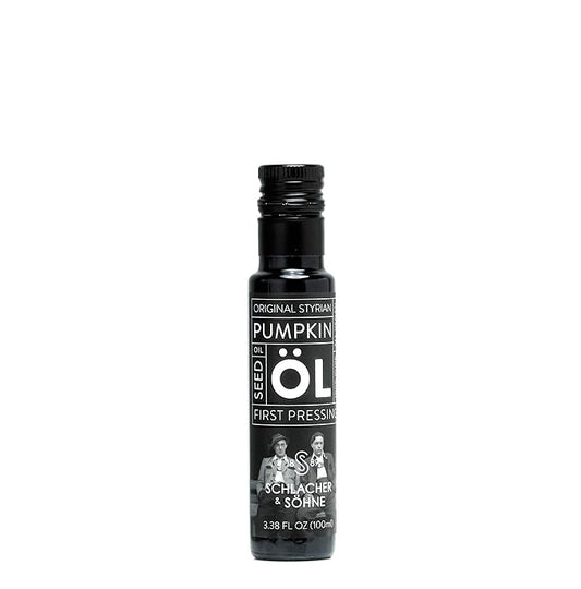Schlacher & Söhne Styrian Pumpkin Seed Oil: 100% Pure, Cold Pressed, Non GMO, Gluten Free, Vegan, May Helps in Hair Growth, Made in Austria (100 ml, 3.3 FL OZ)