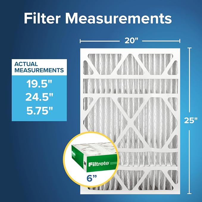 Filtrete 20x25x6 AC Furnace Air Filter, MPR 700, MERV 8, Fits AprilAire & Space-Gard, Capture Dust, Pollen & Pet Dander Reduction, 2-Pack (Actual Size 19.75 x 24.25 x 6 in)