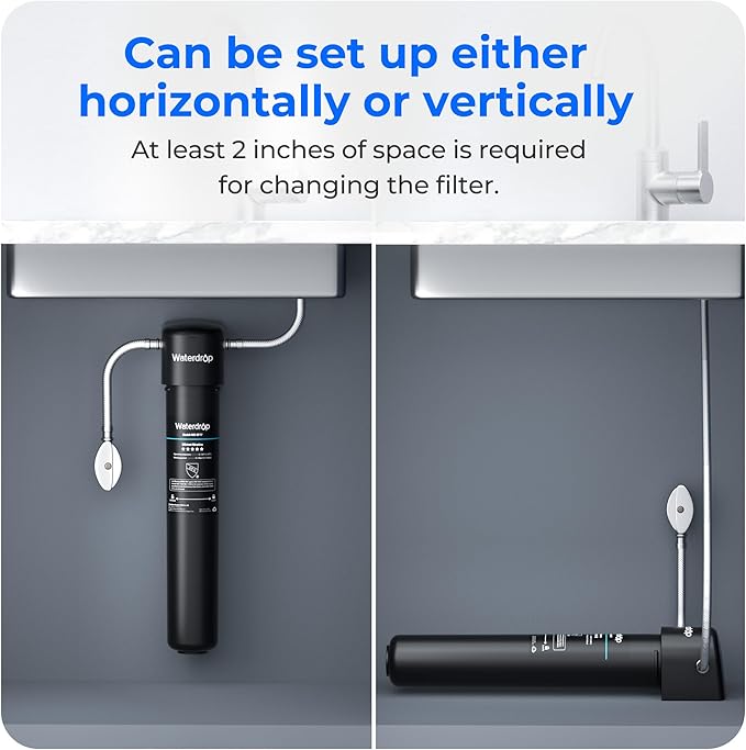 Waterdrop 17UA 3 Years Under Sink Water Filter, Under Sink Water Filtration System, Reduces PFAS, PFOA/PFOS, Lead, Chlorine, Under Sink Water Filter, NSF/ANSI 42 Certified, 24K Gallons