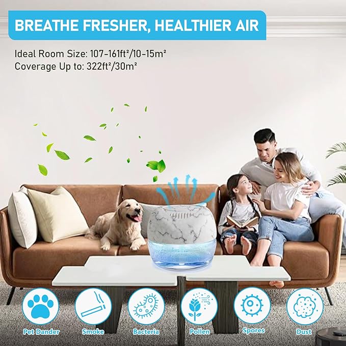 Purifier Air Washer, Air Fresher Aroma Diffuser for Home, Office, Air Purifier with Night Light (Marbling)