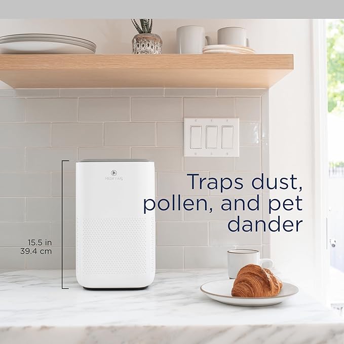 Medify MA-15 Air Purifier with True HEPA H13 Filter | 585 ft² Coverage in 1hr for Allergens, Smoke, Wildfires, Dust, Odors, Pollen, Pet Dander | Removal to 0.1 Microns | White, 2-Pack