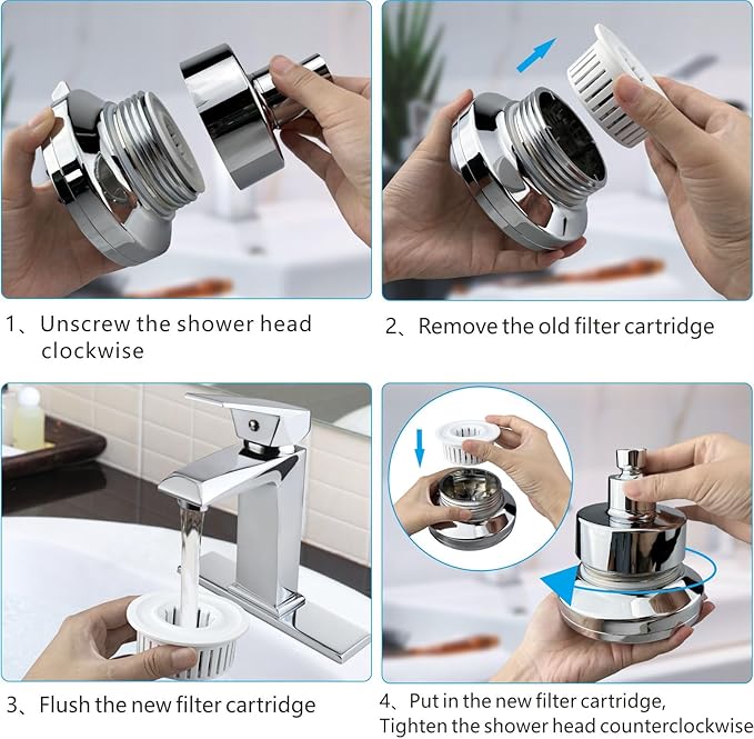 2 Pack Shower Filtered Cartridges, Replacement Multi-Stage Shower Head Filter Cartridge - Longest Lasting High Output Universal Shower Filter Remove Chlorine and Harmful Substances