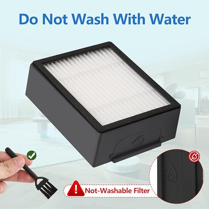 Filters Replacement For iRobot Roomba E I&J Series E5 E6 i1 i3 i4 i5 i6 i7 i8 J5 J6 J8 Vacuum Cleaner, 12 Pack High Efficiency Filters + 1 Cleaning Brush,（Not For Combo J7 J7+ and Combo J9 J9+）
