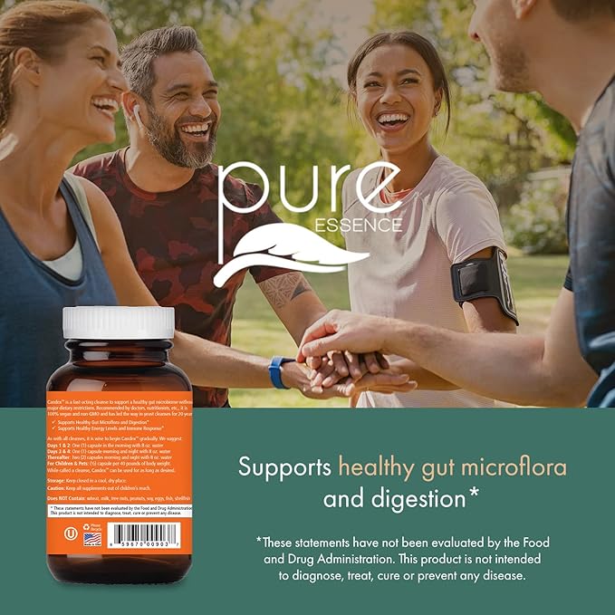 Pure Essence Candex Supplement - Yeast Overgrowth Supplement with Digestive Enzymes, Yeast Infection Probiotic Treatment for Men and Women - 80 Capsules