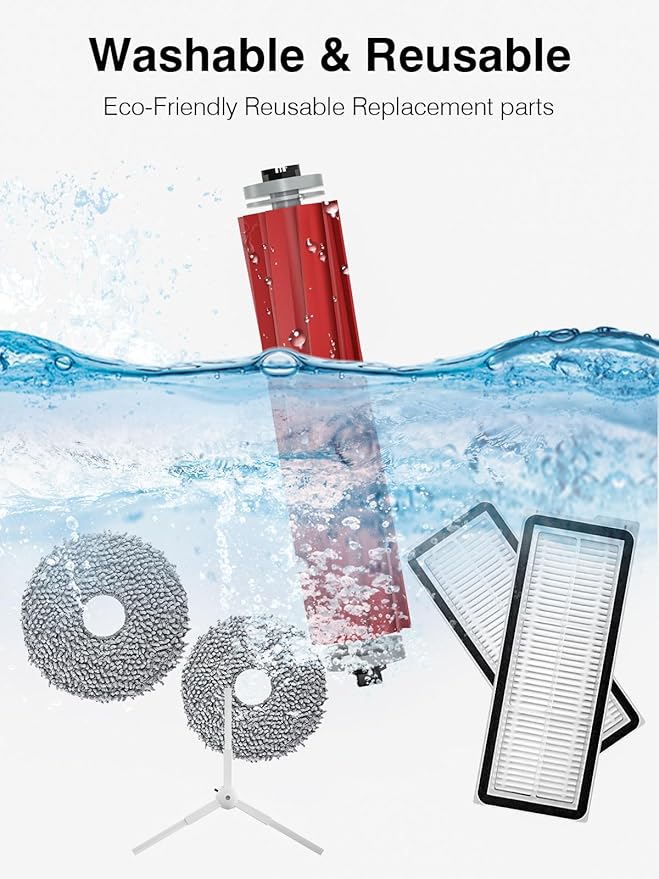 23 Pcs Replacement Accessories for Roborock QRevo MaxV/QRevo Pro/QRevo S/Qrevo Plus Robot Vacuum Cleaner with 1 Mainbrush 4 Filter, 4 Dust Bags 6 Mop Pads 6 Sidebrush 1 Cleaning Brush 1 Screwdriver