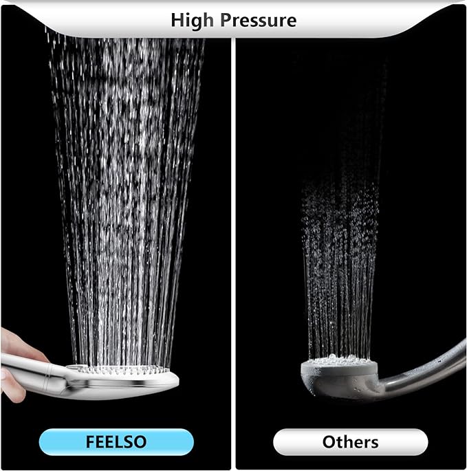 FEELSO Filtered Shower Head with Handheld, High Pressure 3 Spray Mode Showerhead with 60" Hose, Bracket and 15 Stage Water Softener Filters for Hard Water Remove Chlorine and Harmful Substance
