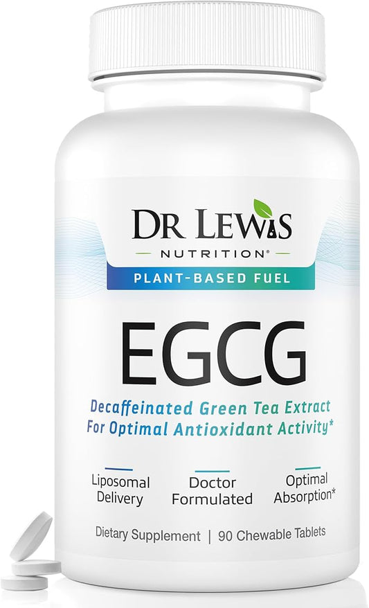 EGCG Green Tea Supplement - Liposomal Decaffeinated Extract for Cognitive, Heart, and Immune Support - Vegan, Gluten-Free, Non-GMO Formula for Optimal Absorption - 90 Tablets
