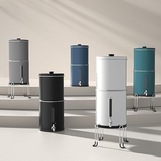 2.25G Gravity Water Filtration System - Water Level Window、NSF/ANSI 42&372 Certification,18/8 Stainless Steel Countertop Water Filter System - Reduce Up to 99.9% Chlorine, for Home, RVing